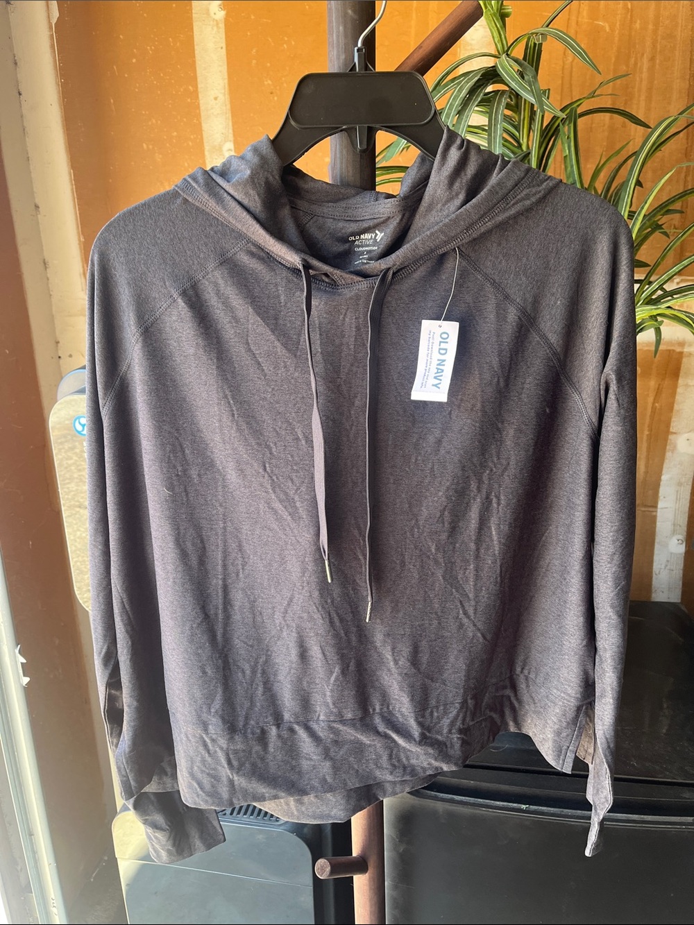 Old Navy Women's Charcoal Crewneck Hoodie - Dark Gray